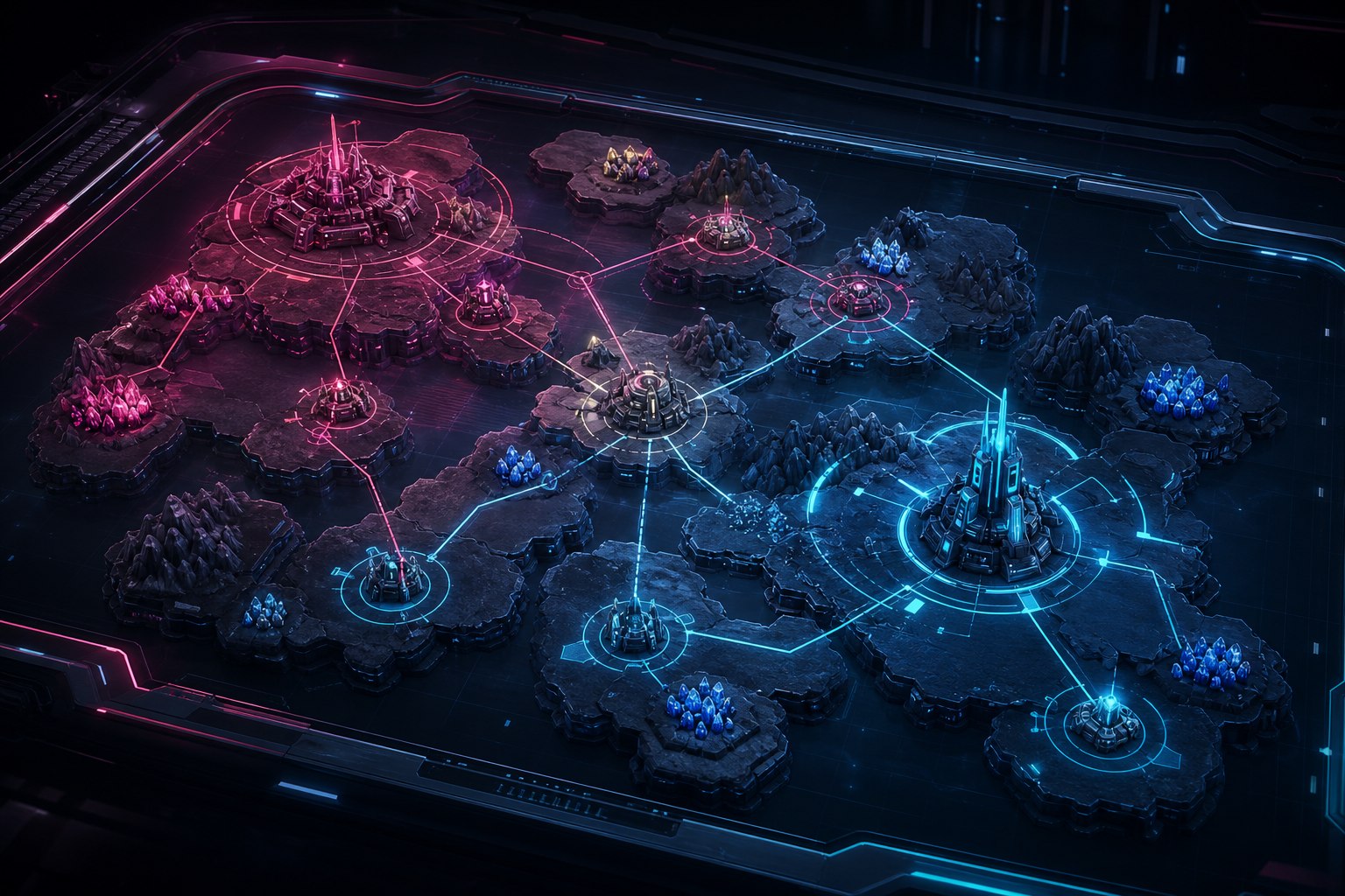 Abstract strategy map for a competitive mobile game